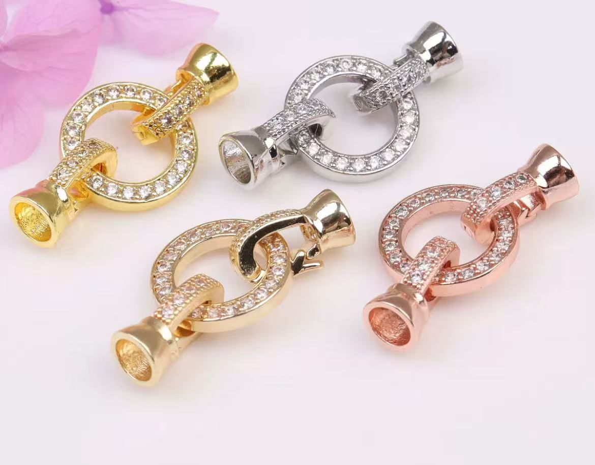 14K gold-plated zirconia butterfly-shaped pearl clasp DIY jewelry accessory.