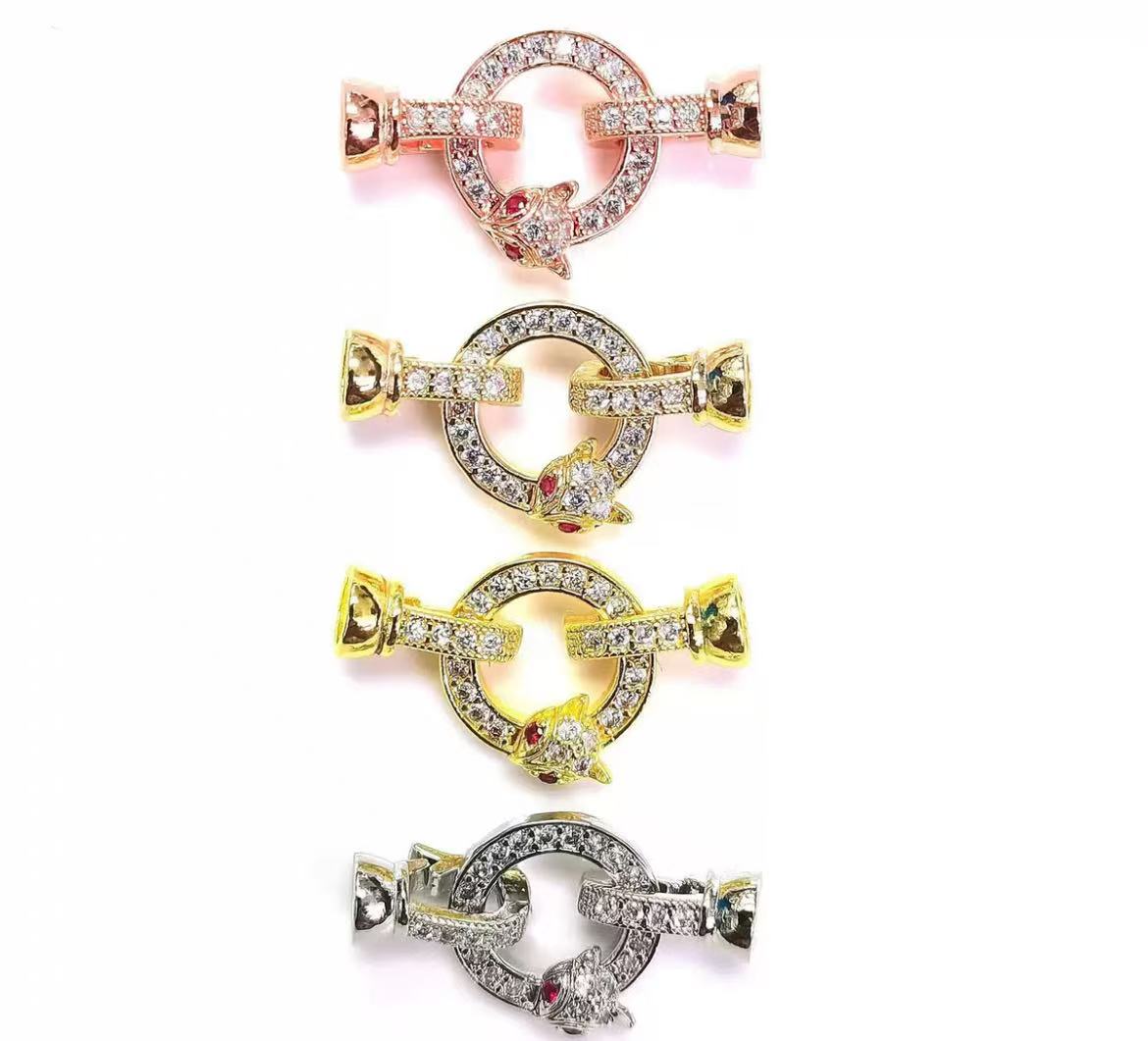 14K gold-plated zirconia butterfly-shaped pearl clasp DIY jewelry accessory.