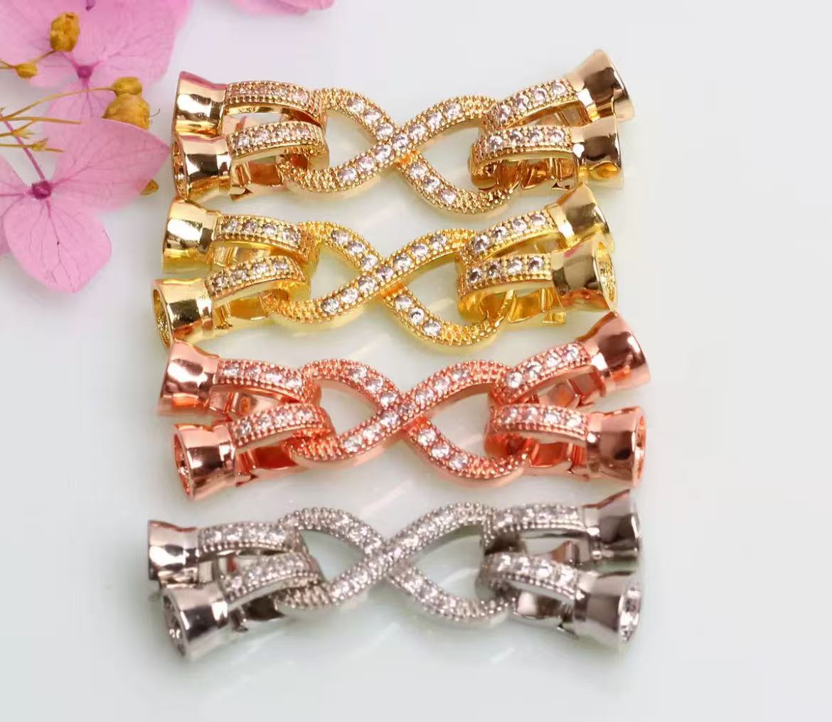 14K gold-plated zirconia butterfly-shaped pearl clasp DIY jewelry accessory.