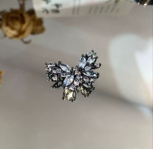 GA 14K gold-plated, micro-pave zirconia, butterfly-shaped back-hole spacer beads for DIY jewelry making.