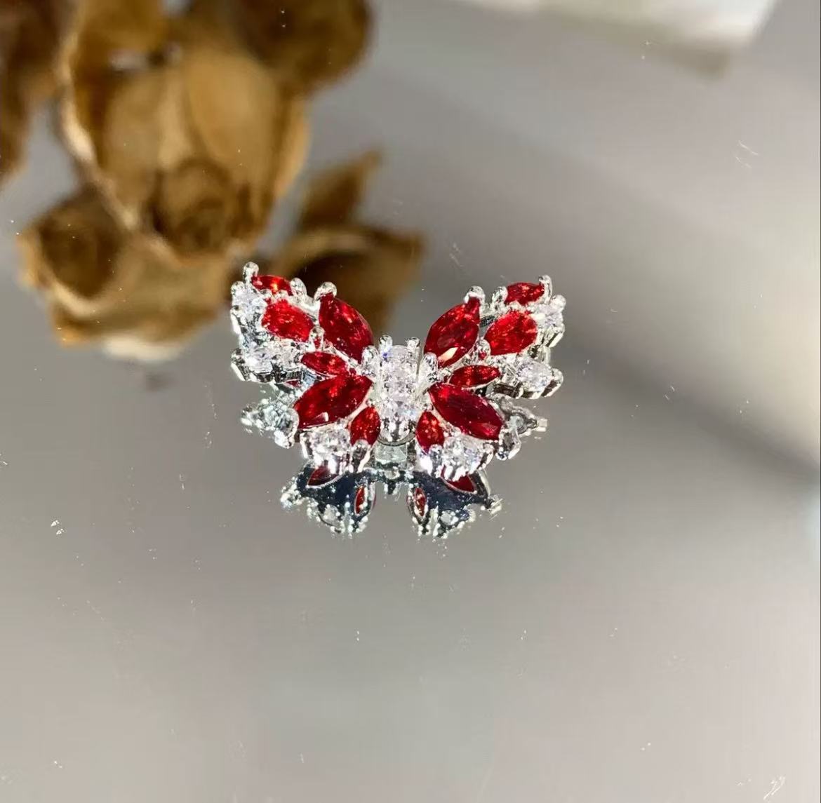 GA 14K gold-plated, micro-pave zirconia, butterfly-shaped back-hole spacer beads for DIY jewelry making.