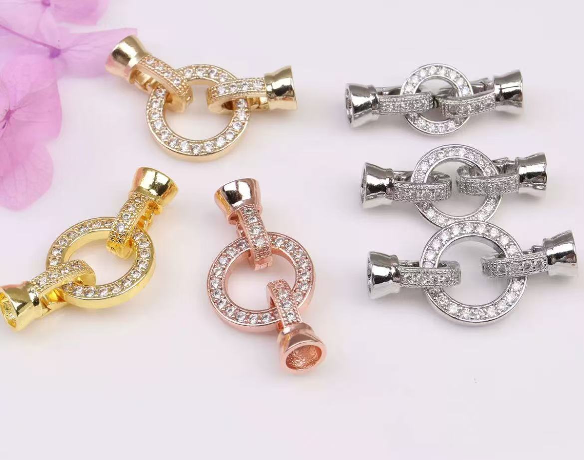 14K gold-plated zirconia butterfly-shaped pearl clasp DIY jewelry accessory.