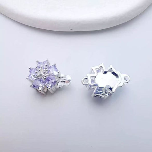 Fashionable flower clip-on fastener, micro-inlaid zirconia, hand chain and necklace connection clasp, DIY jewelry accessories, bead materials.