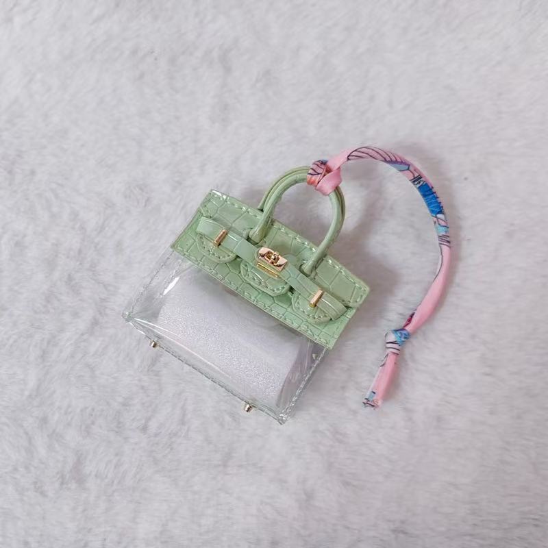 GA Mini Platinum Bag Charm. Transparent PVC Crocodile Pattern Luxury Keychain DIY Decoration.