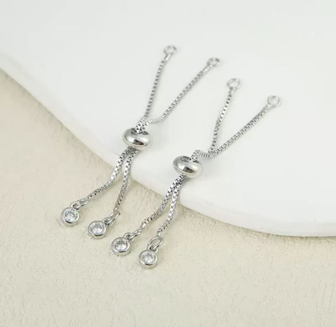 GA 18K gold, color-preserving, micro-pave zirconia double-circle push-pull bracelet - Pull-chain DIY bracelet
