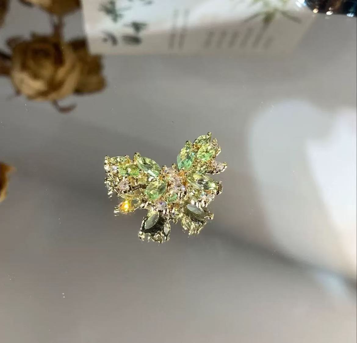 GA 14K gold-plated, micro-pave zirconia, butterfly-shaped back-hole spacer beads for DIY jewelry making.