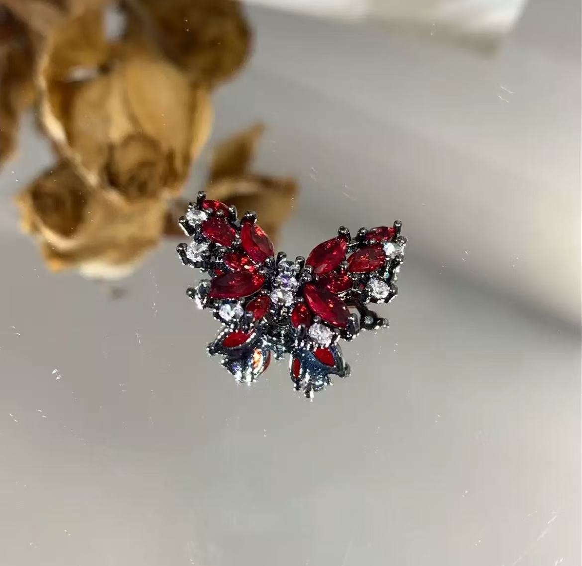 GA 14K gold-plated, micro-pave zirconia, butterfly-shaped back-hole spacer beads for DIY jewelry making.